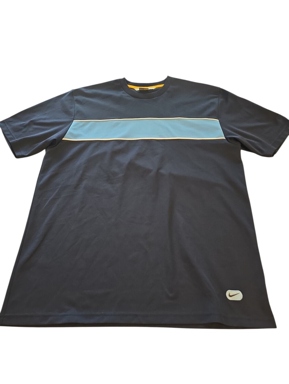 NIKE Navy Blue with Light Blue Strip Short Sleeve Shirt Men's Size L